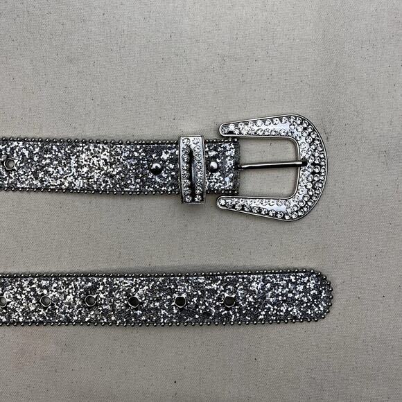 Y2k 2000s silver star rhinestone crystal grunge goth emo punk belt - Picture 7 of 8